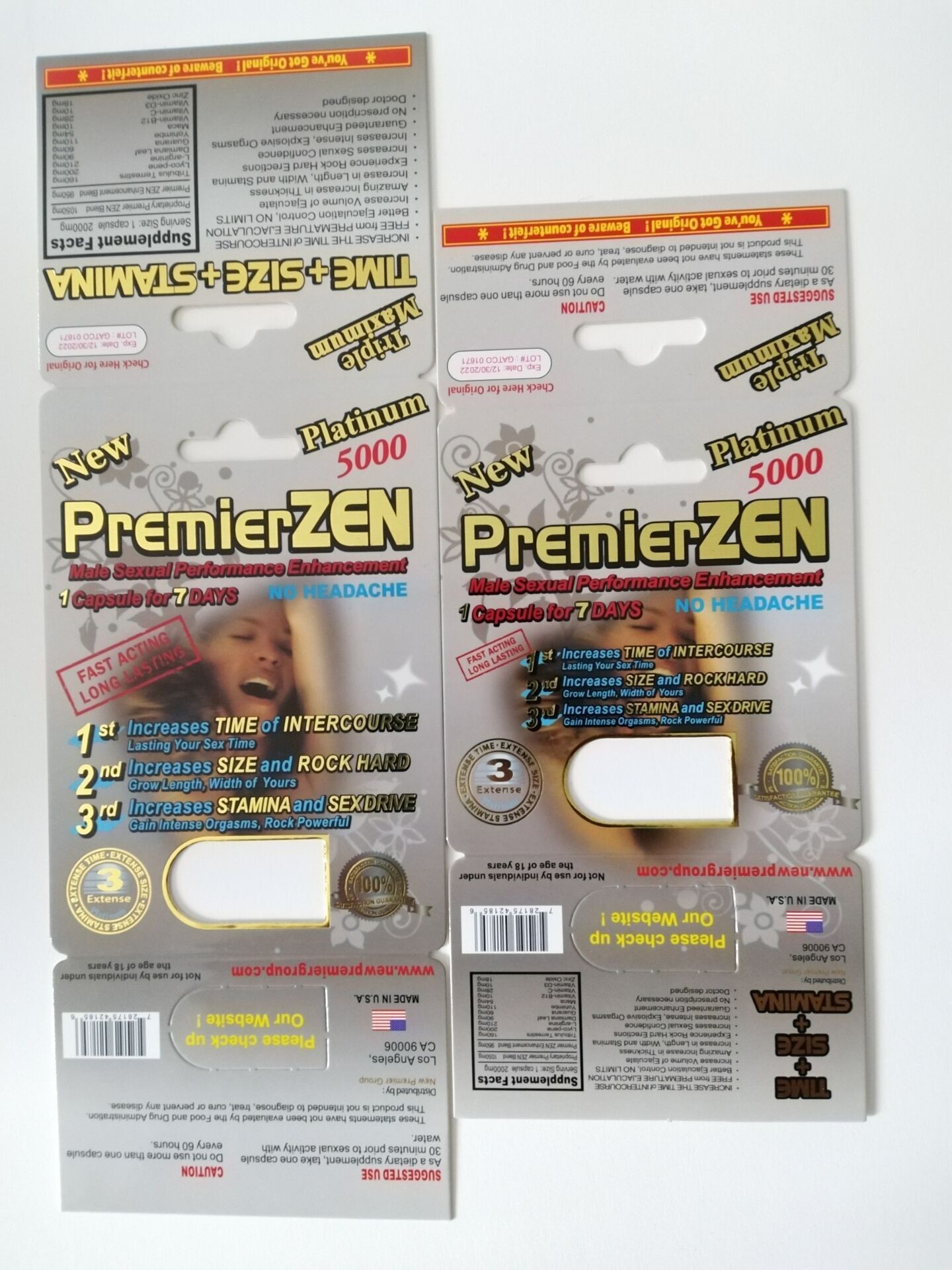 Male Power Sexual 3D Display Paper Box Premier Zen 3D Effect Blister Cards For Pills