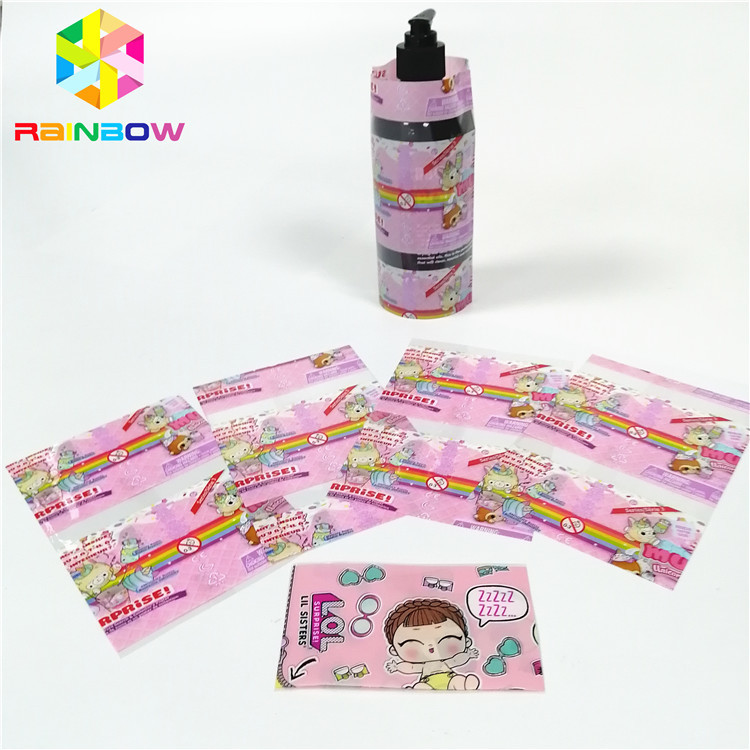 Pink Adhesive Stickersshrink Wrap Sleeves PVC Material Custom Printed For Bottle Box