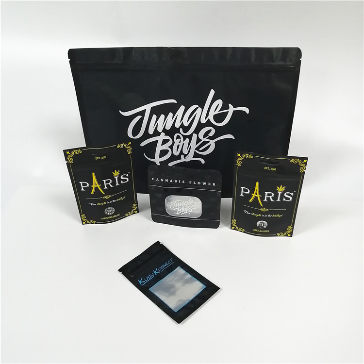 Digital Printing Stand Up Pouch CBD Smell Proof Weed Packaging With Clear Window