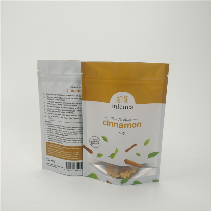 Matte White Background Zipper Cosmetic Bags Stand Up Doypack 40g Cinnamon