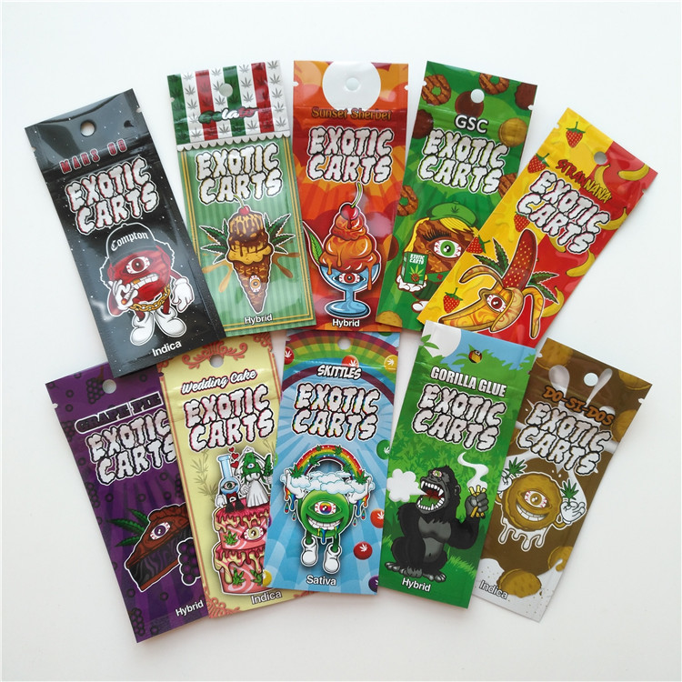 Vape Cartridge Aluminum Foil Packaging Bags Exotic Cart Pouch Custom Logo