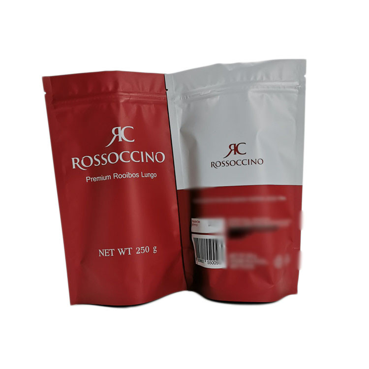 Eco Friendly Kraft Paper Stand Up Pouch , 250g Stand Up Plastic Bag For Protein Powder