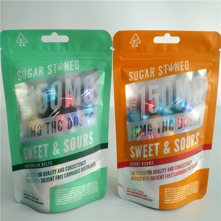 3.5g 7g 14g Holographic Film Stand Up Pouch Packaging