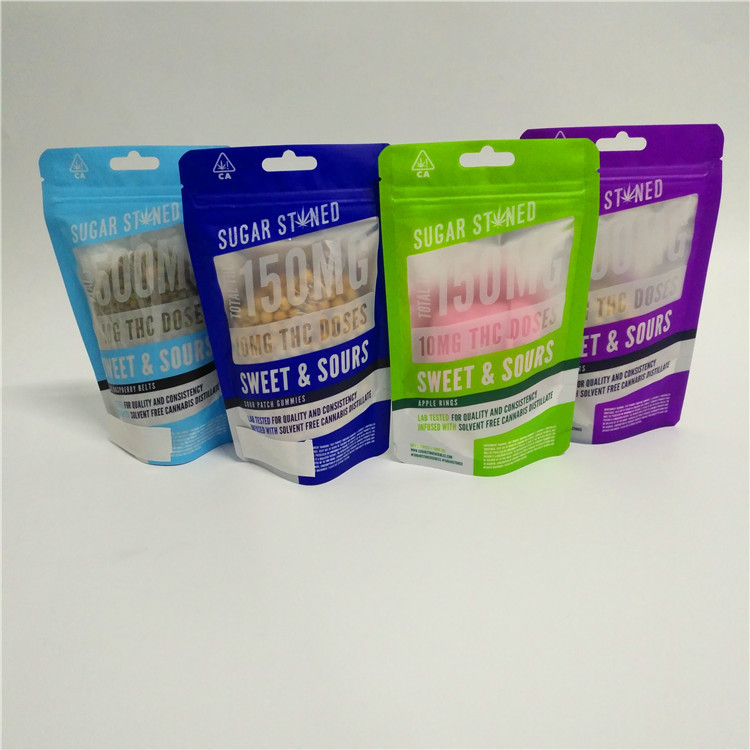 Heat Seal Plastic Food Grade Child Smell Proof Stand Up Pouch Zip Lock Edible Gummy Packaging