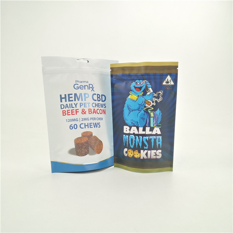 Customized child proof bags moisture proof weed CBD runtz jungle cookies medicine stand up bags