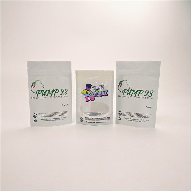 Sample free customized child  proof CBD bags runtz jungle cookies medicine pouch with window