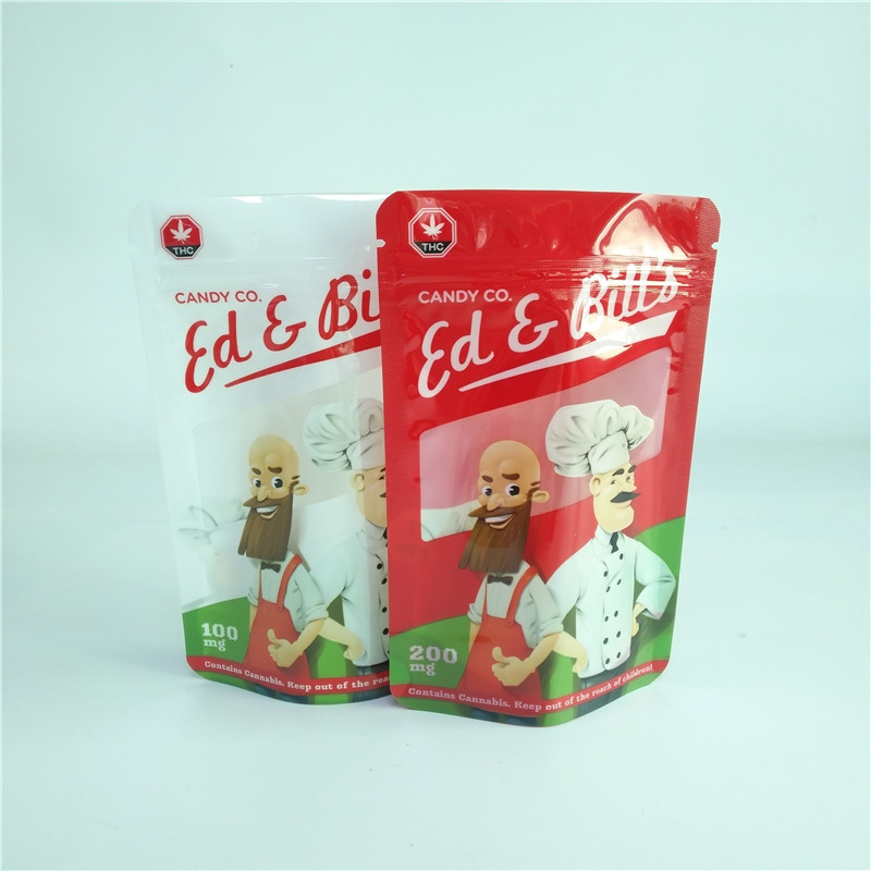 Digital Printing 100mg Candy Packaging Bag CBD Gummy Stand Up Pouch With Clear Window