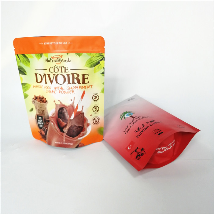 Stand up ground coffee foil pouch packaging coffee bean bags with valve