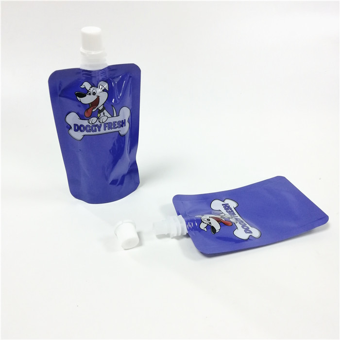 Custom printing spout pouch packaging 100ml liquid pet food dog treat stand up bags