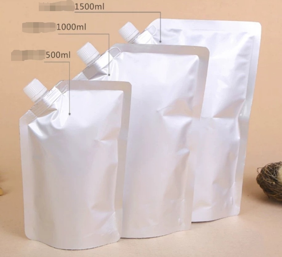 Silver plain spout pouch packaging foil stand up Sanitizer liquid beer drink spout packages
