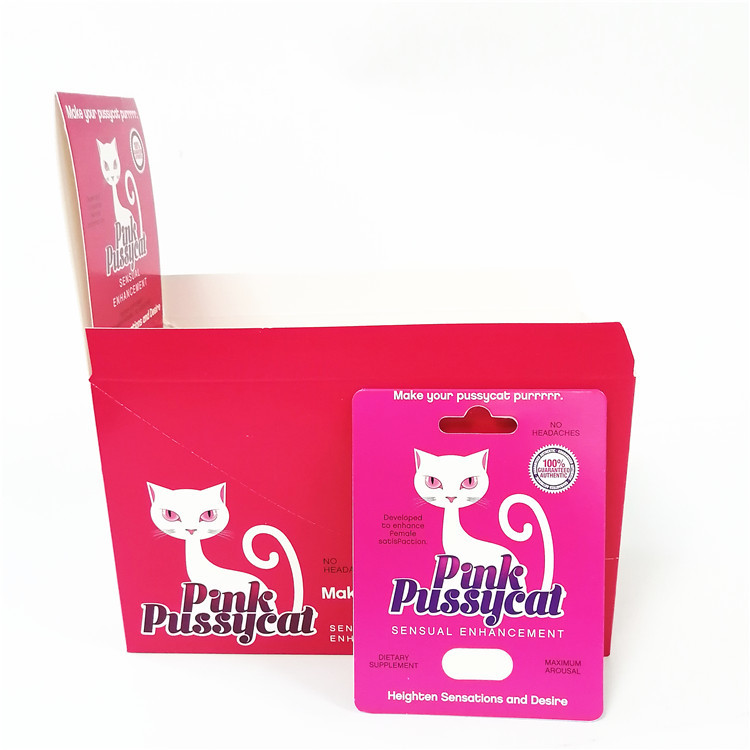 Hot Sale Male Capsule Enhancement Pills Card Paper Box Packaging Printing Pink Pussycat Paper Card Promotion