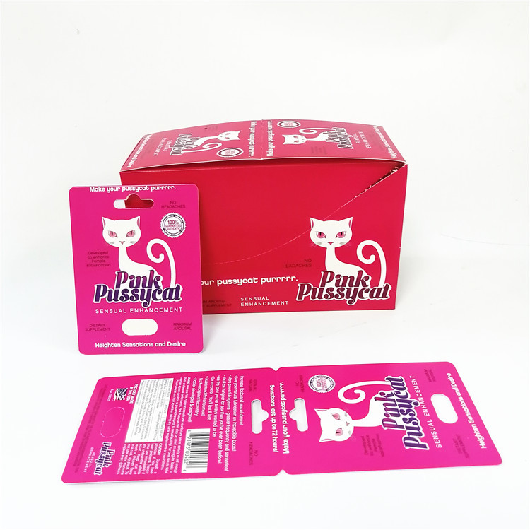 Custom made male enhancement blister pill Paper Box Packaging Pink Pussycat card box