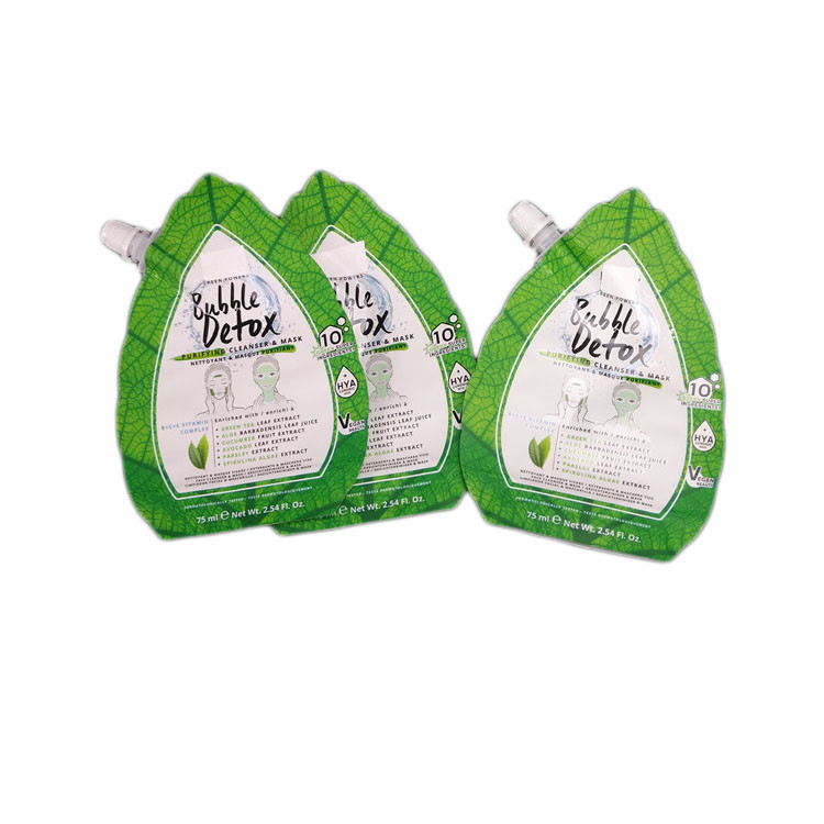 Custom Printed Design Green Irregular Spout Pouch Packaging With Foil