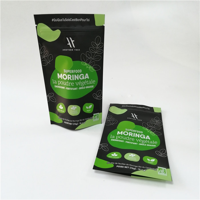 Customized stand up pouches powder packaging moringa tea bags
