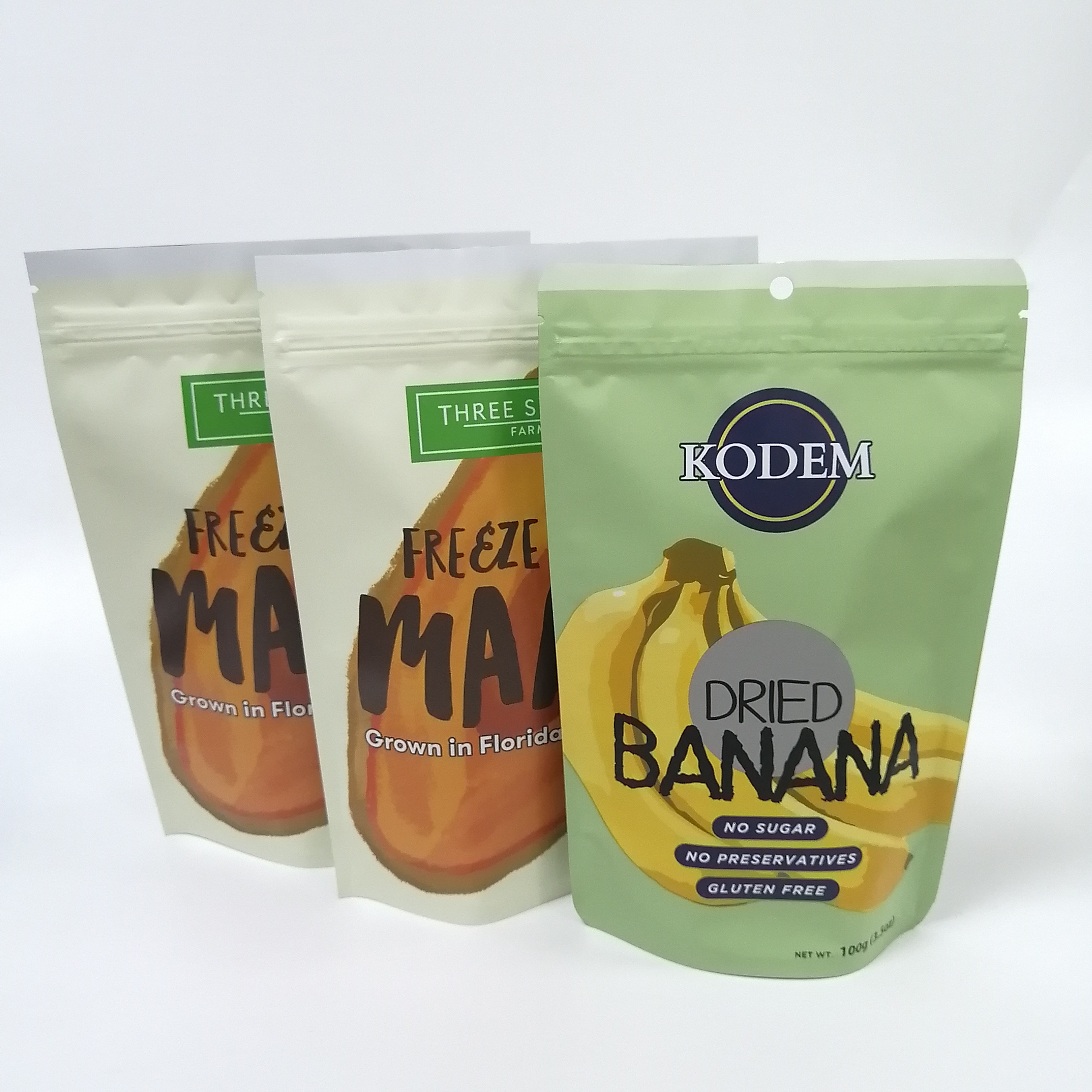 Digital printing stand up pouch plastic snack banana chips mango fruit food packaging bag