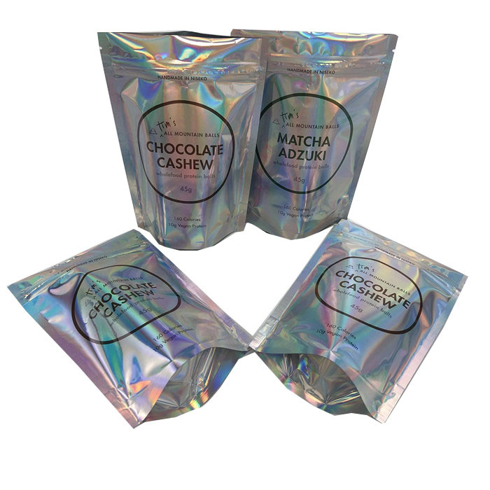 Custom Printing  Zip Lock Flat Bag for Headwear Holographic Laminated Plastic Mylar Pouches