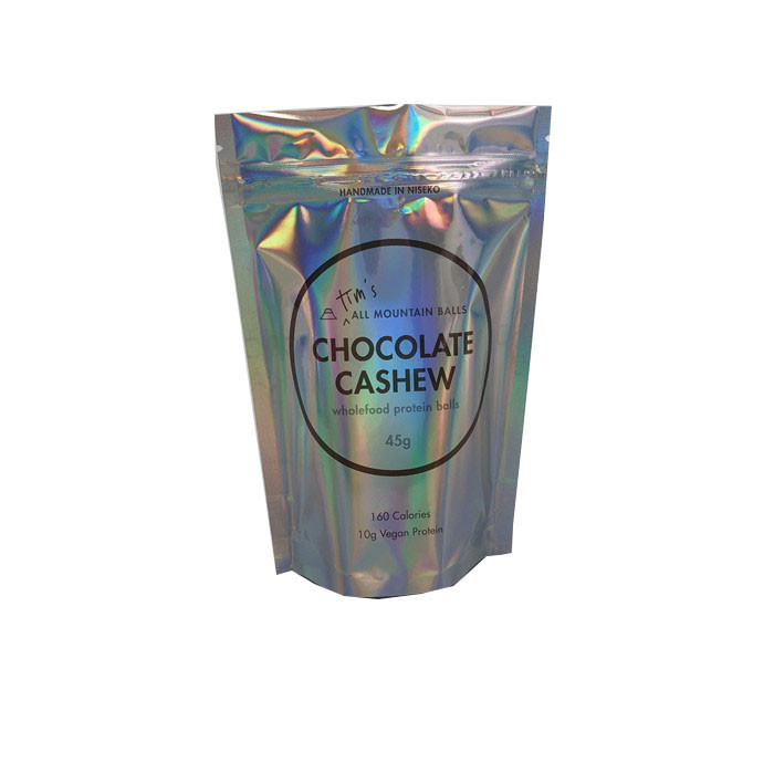 Wholesale Customized Holographic Laminated Zip Lock Plastic Mylar Pouches Protein balls Bag