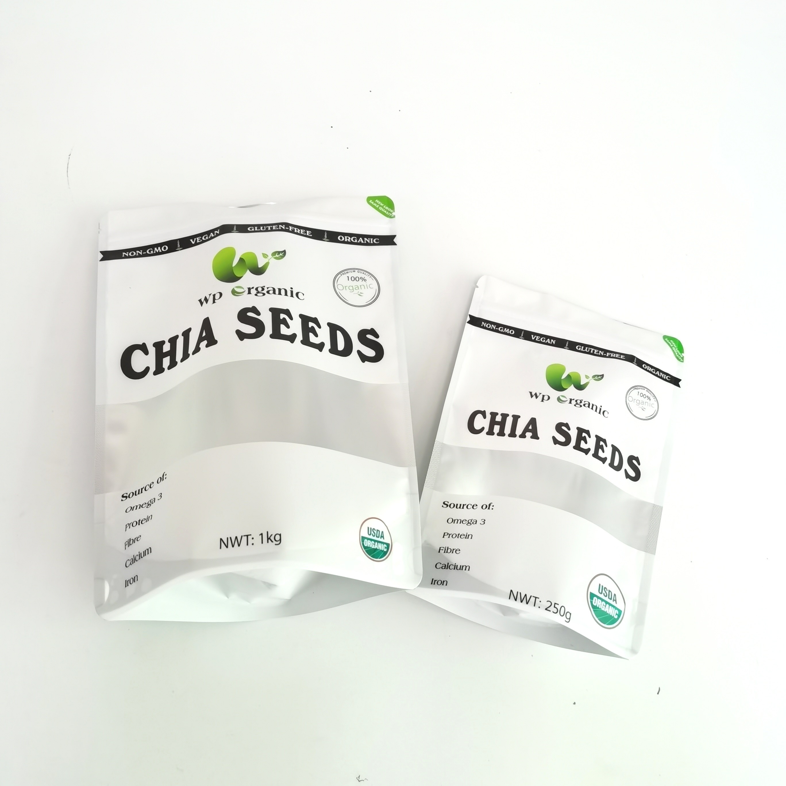 Digital Printing Chia Seeds Tea Packaging Bag Food Grade Resealable Tea  Pouch With Clear Window