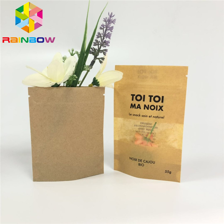 Custom Printed Brown kraft Paper bags  paper packaging pouch for food/snack