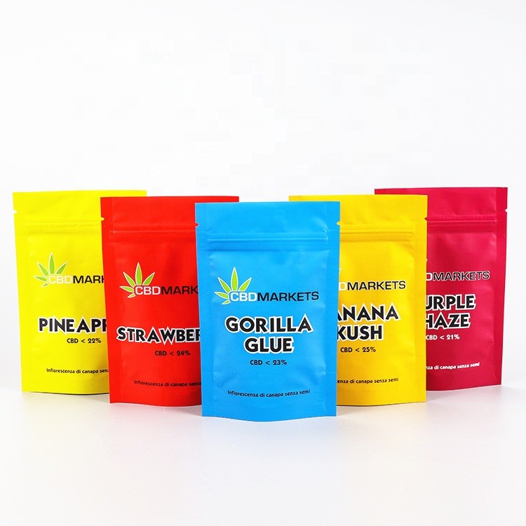 Resealable Weed CBD VMPET 180mic Mylar Stand up Pouch