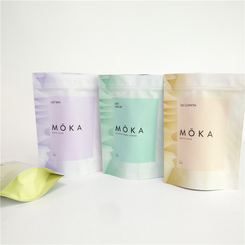 Full Color Printing 200g Body Scrub Stand Up Pouch Aluminum Foil Empty Coffee Bag With Zipper