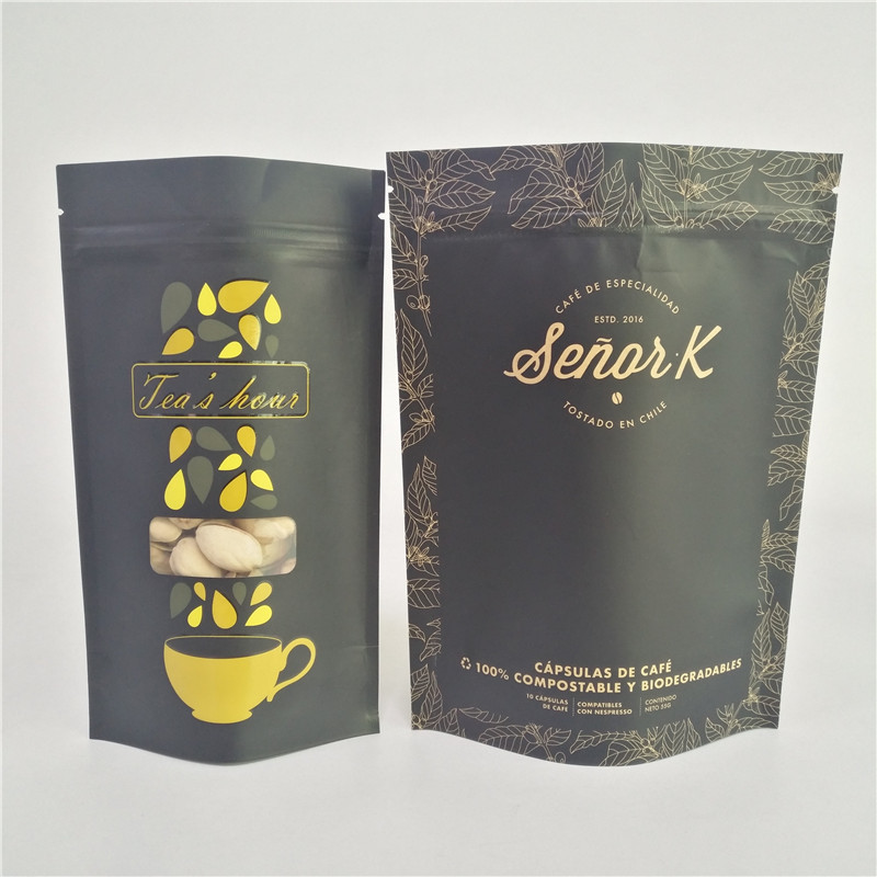 Foil Lined Kraft Paper CMYK VMPET Coffee Stand Up Bag