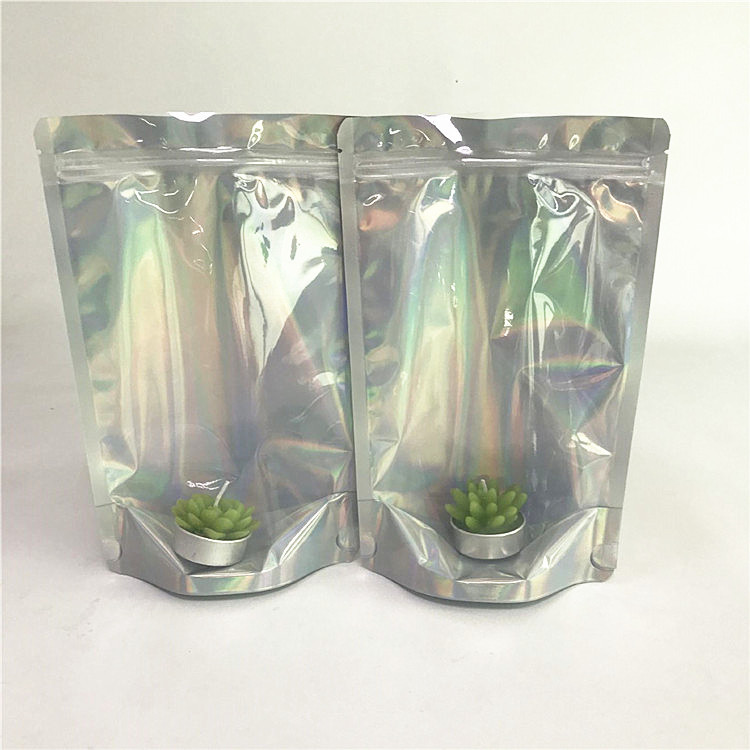 Clear Front Gravure Printing CMYK Color Plastic Holographic Bags