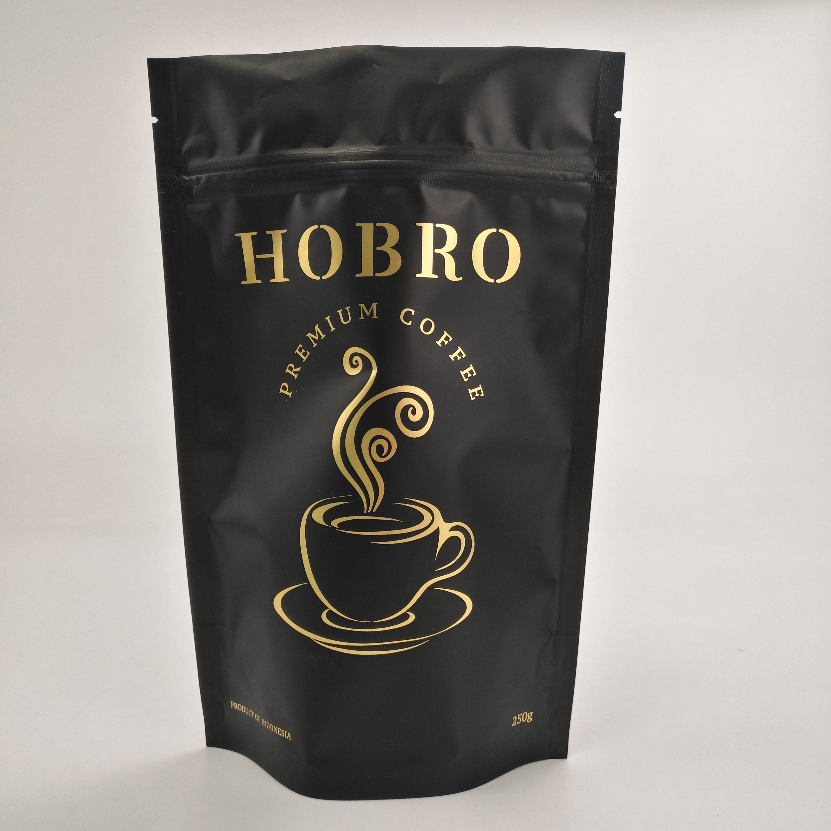 Stand Up Matt Black Laminated Aluminum Foil Zip Lock Coffee Packaging Bag Coffee Bean Packaging Bags With Valve