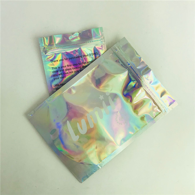 Custom Accept Holographic Cosmetic Packaging Bag Mylar Bags for Jewelry Packaging