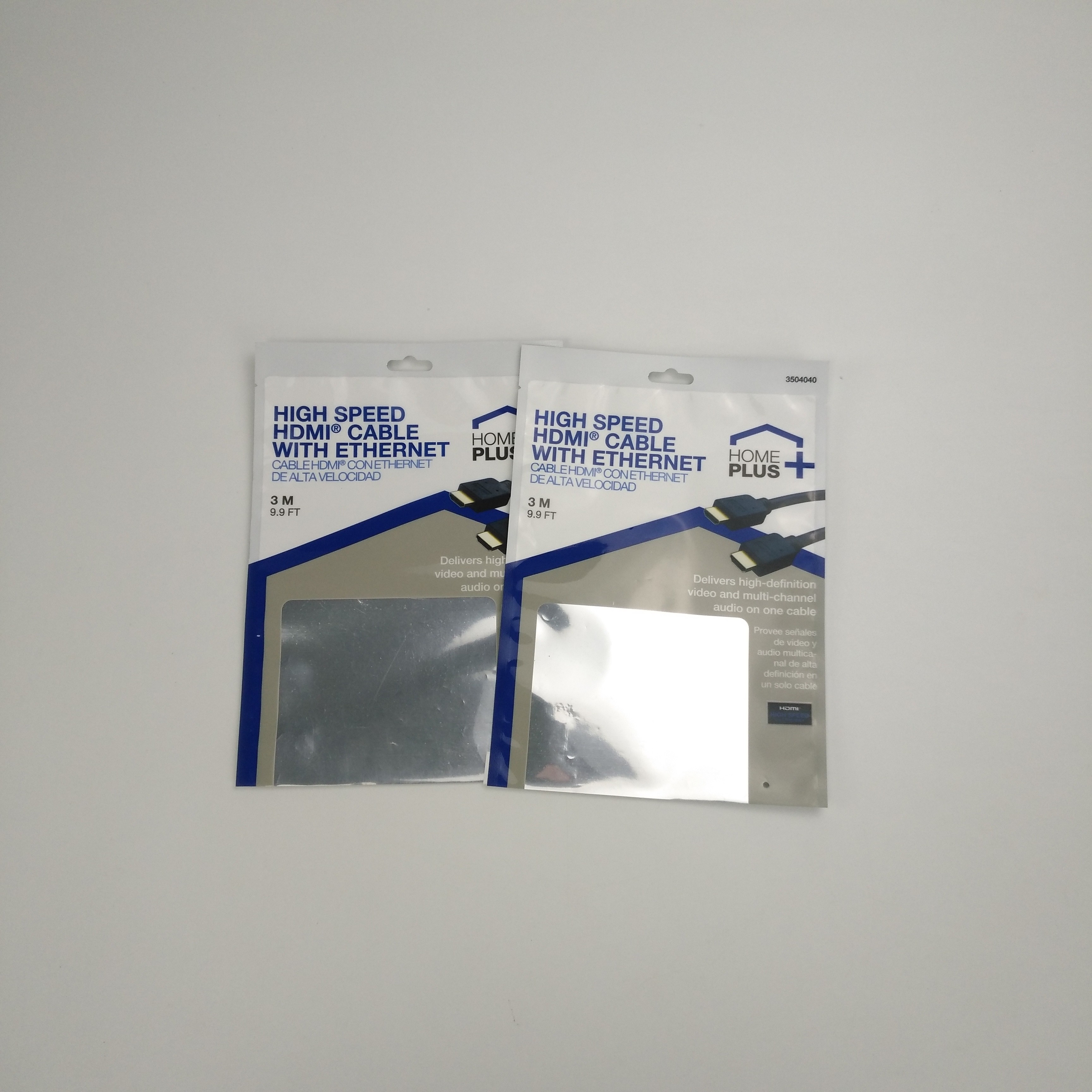 Customized Three Side Sealed USB Cable Packaging Bags Plastic Pouches Packaging Wireless Earphones With Zipper