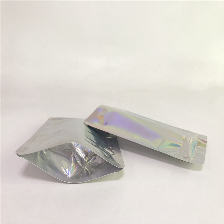 Digital Printing Clear Front and Holographic Back Holographic Bags for  Cosmetic Packaging