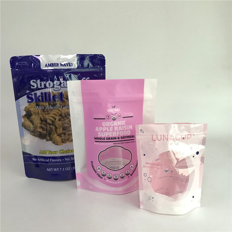 Glossy Surface Stand up Packaging Bags Customized Bags with Window for Food Packaging