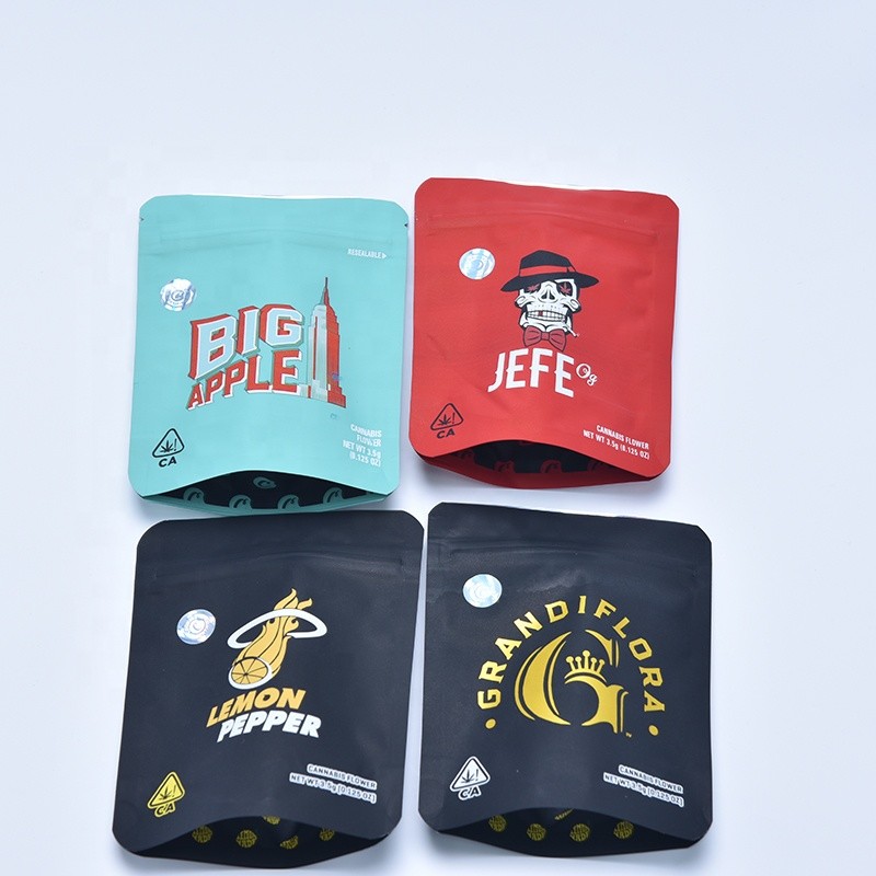 3.5 Grams Custom Printing Weed Packaging  Smell Proof Cookies Mylar Bags The Childproof  Bag
