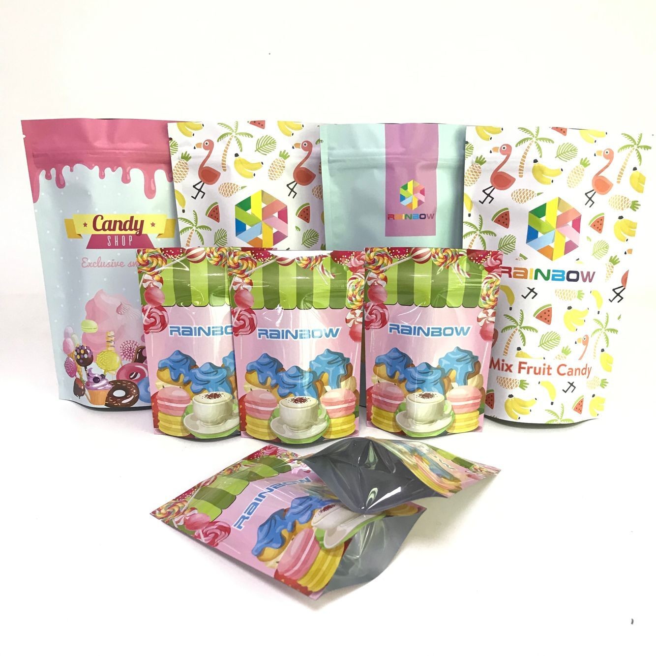 Digital printing Stand up Aluminum Foil Showing Bags Candy Packaging Bags