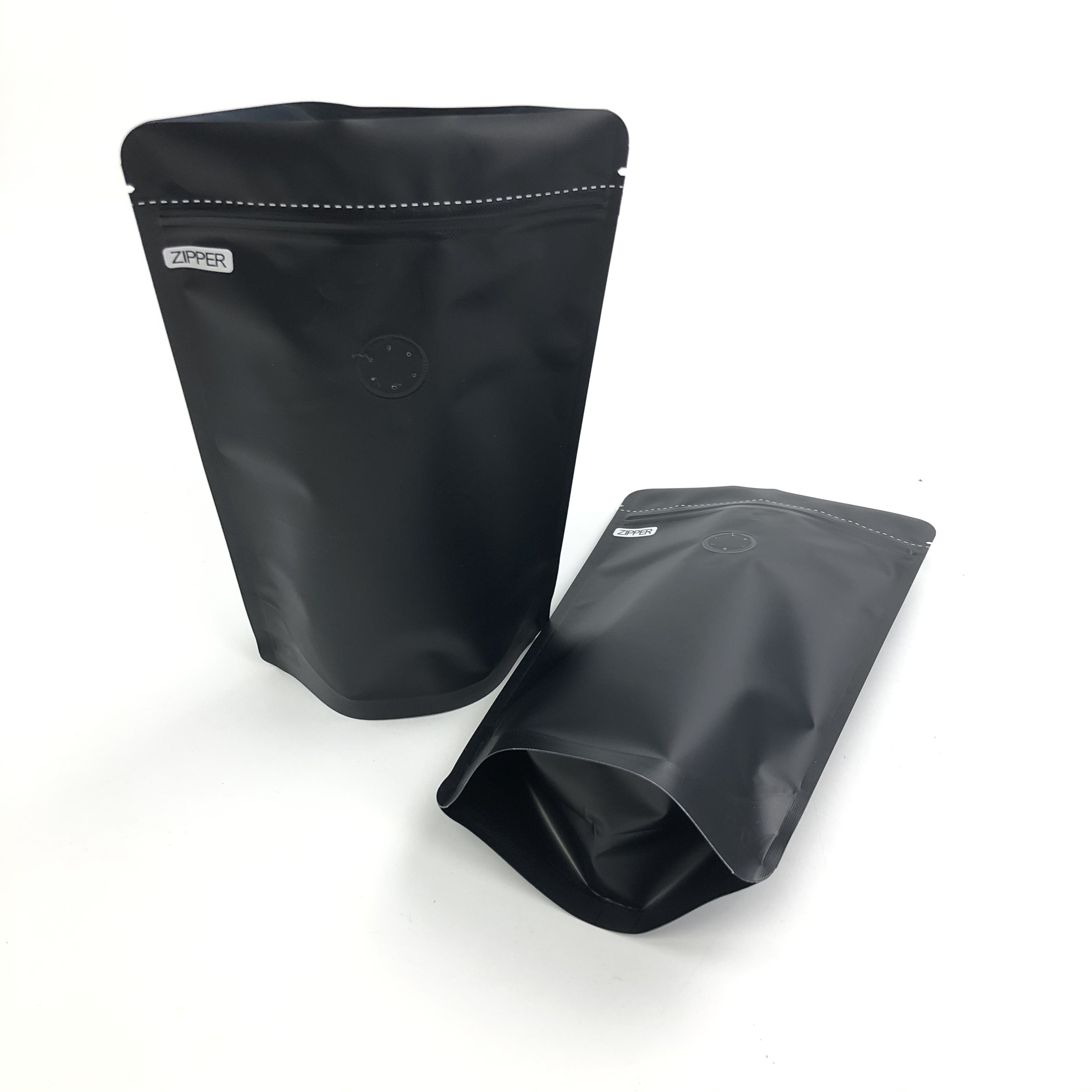 OEM Custom 250G Black Logo Size Resealable Aluminum Foil Stand Up With Degassing Valves For Coffee Bean Packaging Pouch