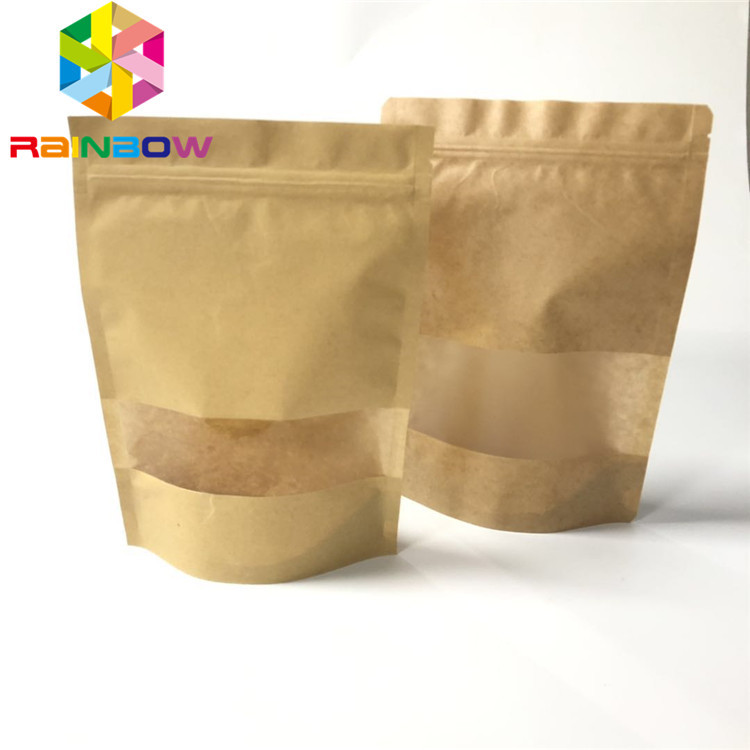 Brown Kraft Paper Bags With  Paper Packaging With Window See Through Food Grade Bags