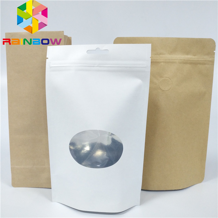 Custom Logo White Paper Bags With Zipper Brown Kraft Paper Bags For Food Aluminum Paper Packaging