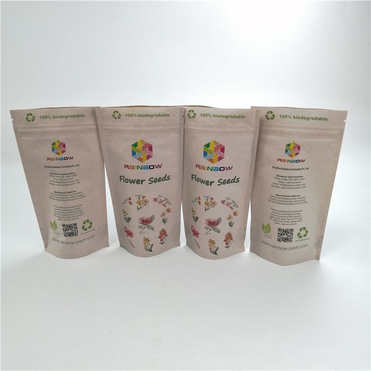 Customized Stand Up 100% Biodegradable Kraft Paper Pla Bags For Grabba Leaf