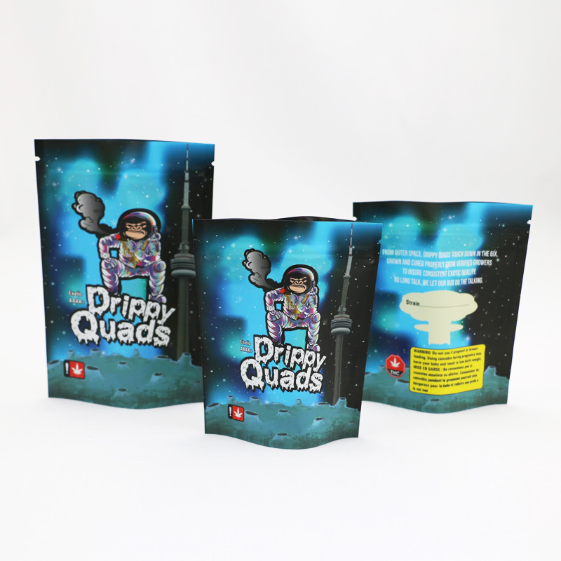 Foil Zipper Smell Proof CMYK Mylar Weed Packaging Bag