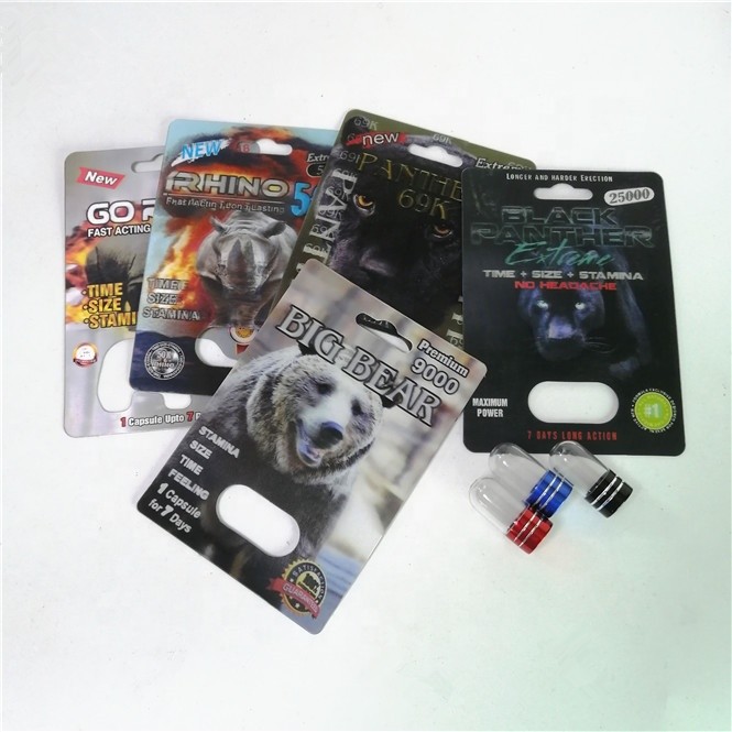 Rhino 99 500K Enhancement Pills Packaging Cards Silk Printing