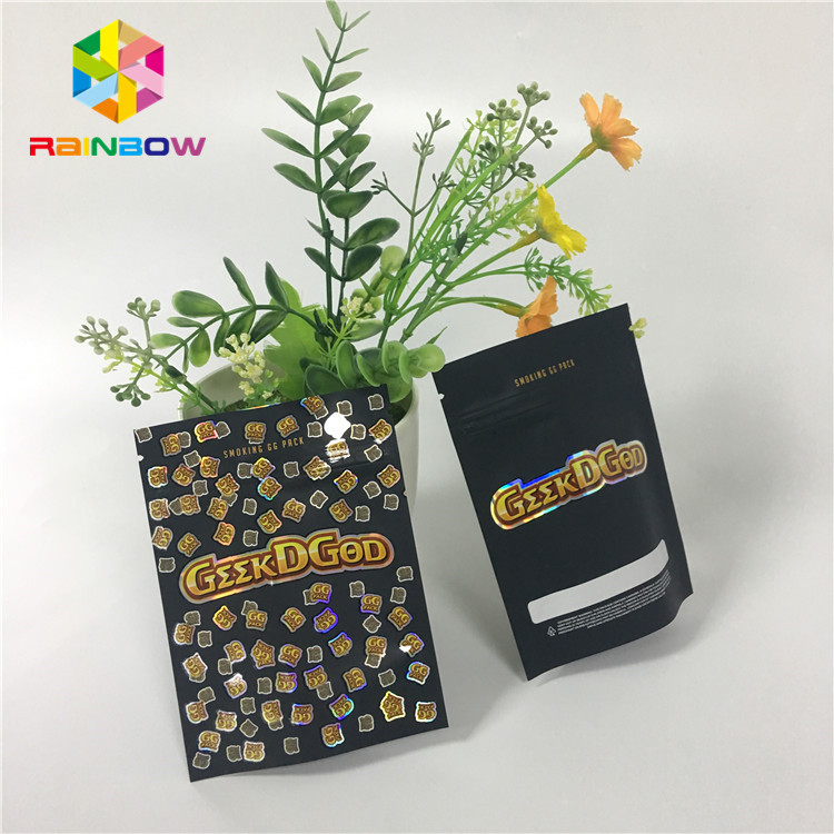 Plastic Mylar  Custom Stand Up Pouches 150mg Black Matte