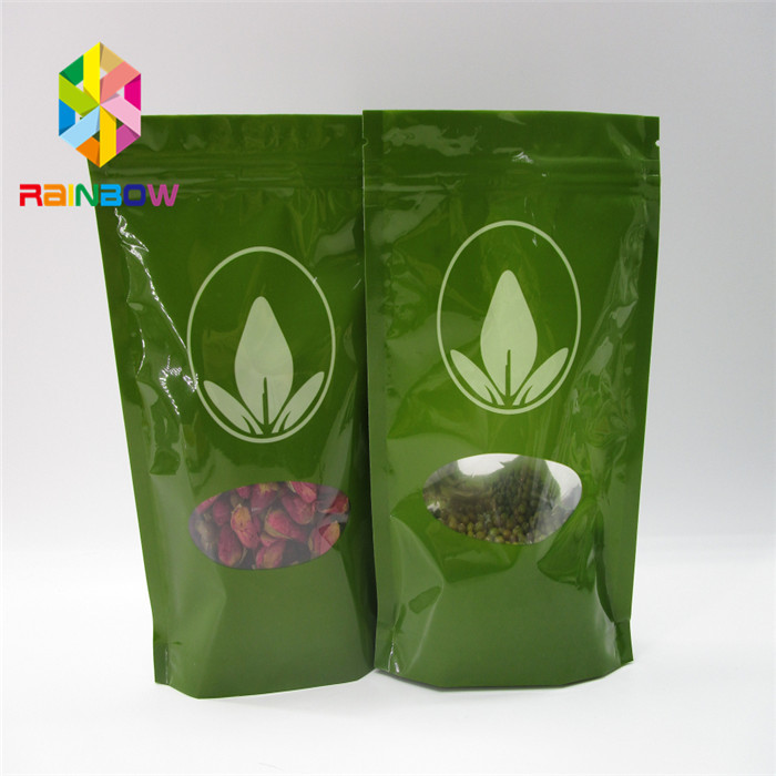 Custom Plastic  Aluminium Foil Stand Up Pouches With Window