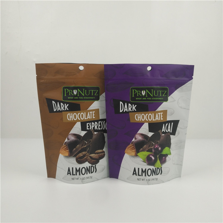 Food Grade Zipper Plastic Custom Printed Stand Up Pouches For Chocolate Bar