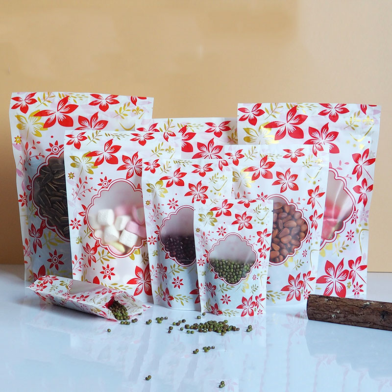 Zipper Glossy Stand Up Plastic Pouch Packaging Custom Logo With Window