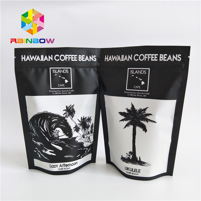 Zipper Laminated Plastic Custom Printed Foil Bags Standing For Coffee Tea