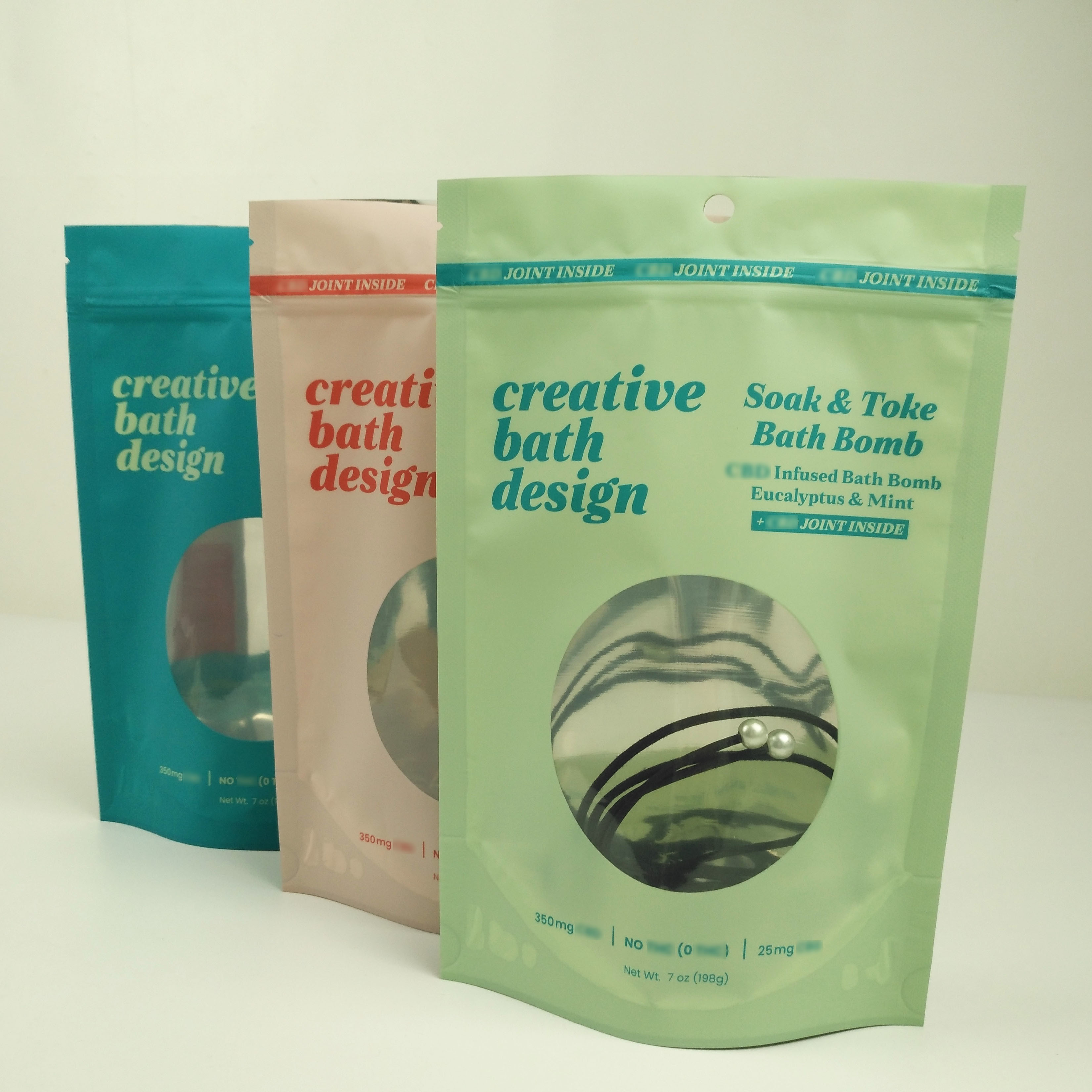 Smell Proof  Aluminum Foil Mylar Resealable Stand Up Pouches With Window