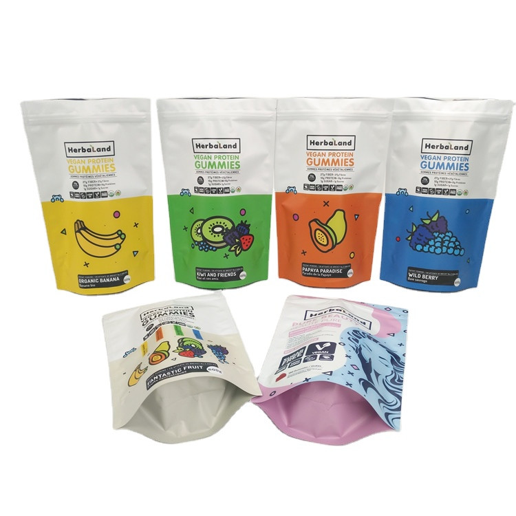 CMYK Mylar Weed Plastic Pouches Packaging Edible Gummy VMPET
