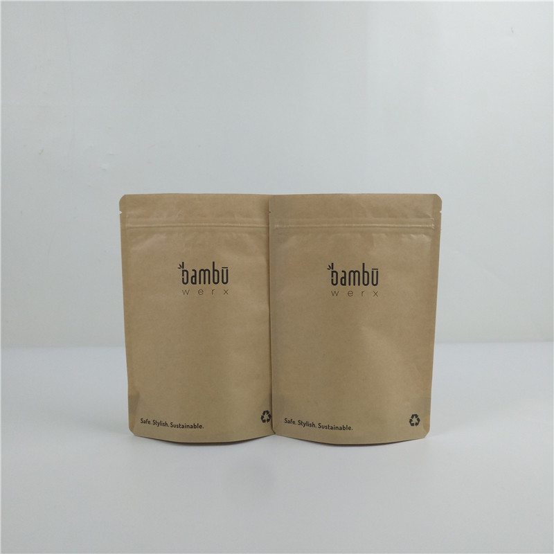 Biodegradable Brown Kraft Paper Doypack Bags Compostable Cosmetic