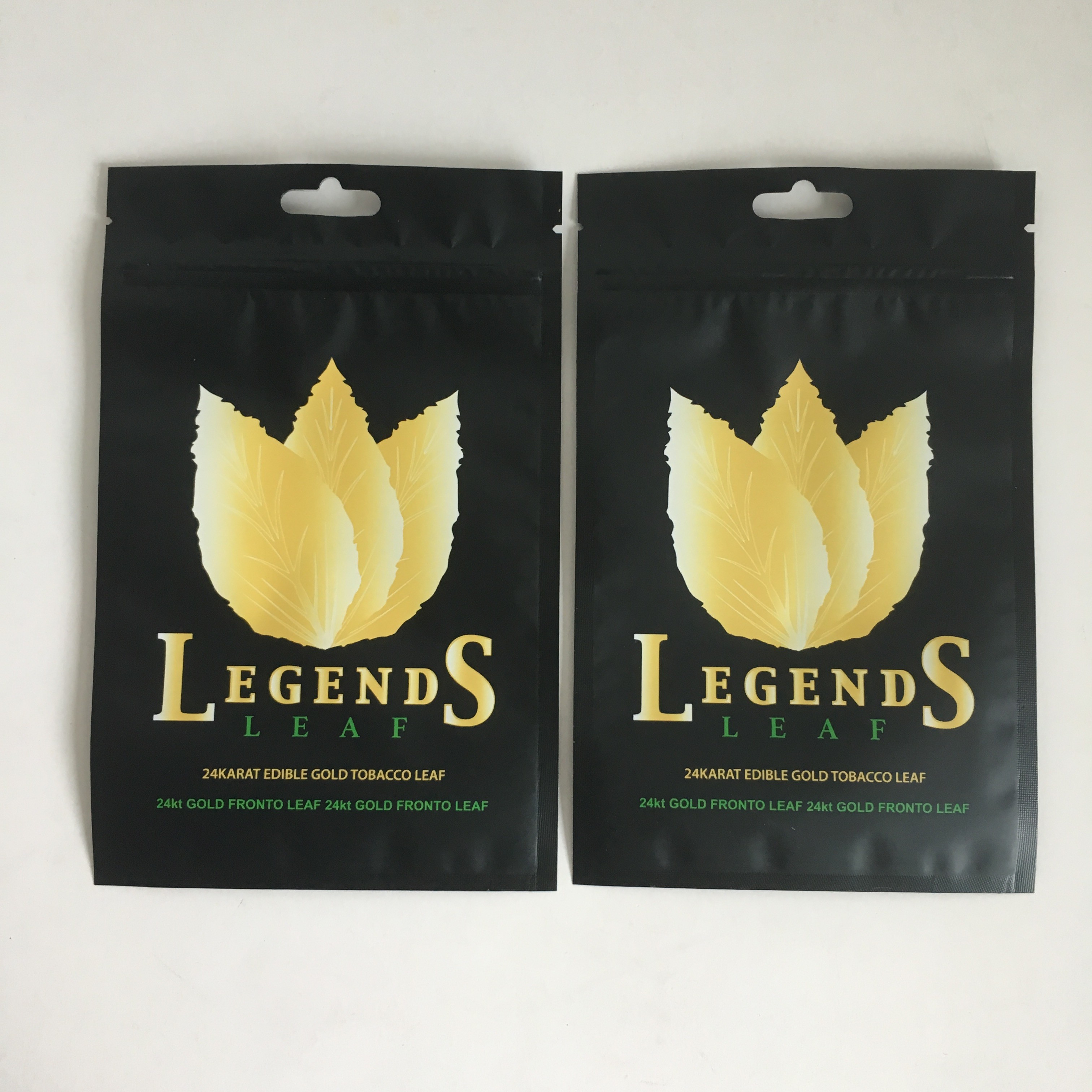 Ziplock Plastic Food Grade Printing Mylar Packaging Bags Tobacco Leaf Pouches Ｗith Hanger Hole