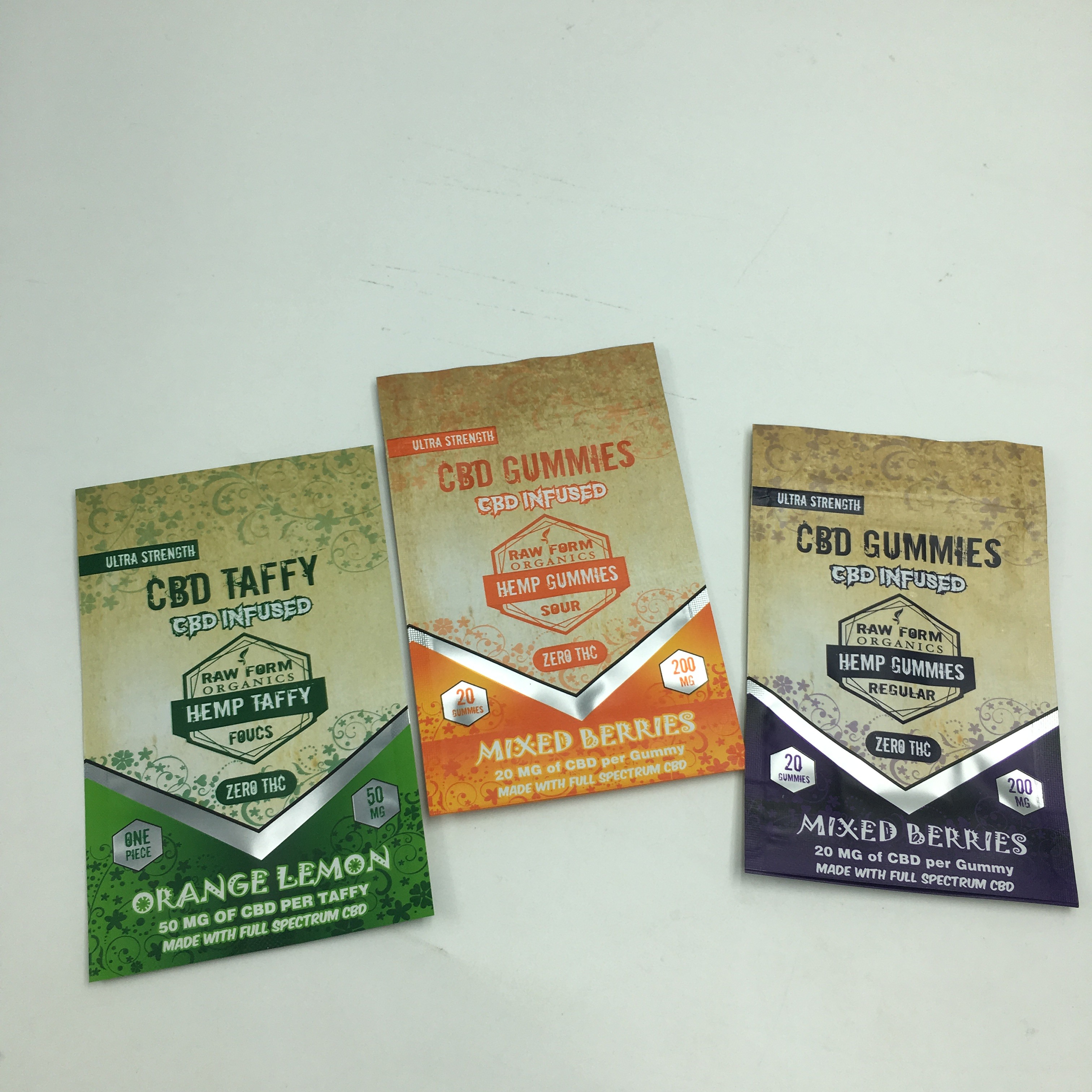 Custom printed 1g 3.5g recycle smell proof zipper gummy bear CBD small stand up edible 3.5g mylar weed bag